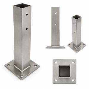 Pied de poteau Moise inox 50 × 50 × 400 × 3 mm